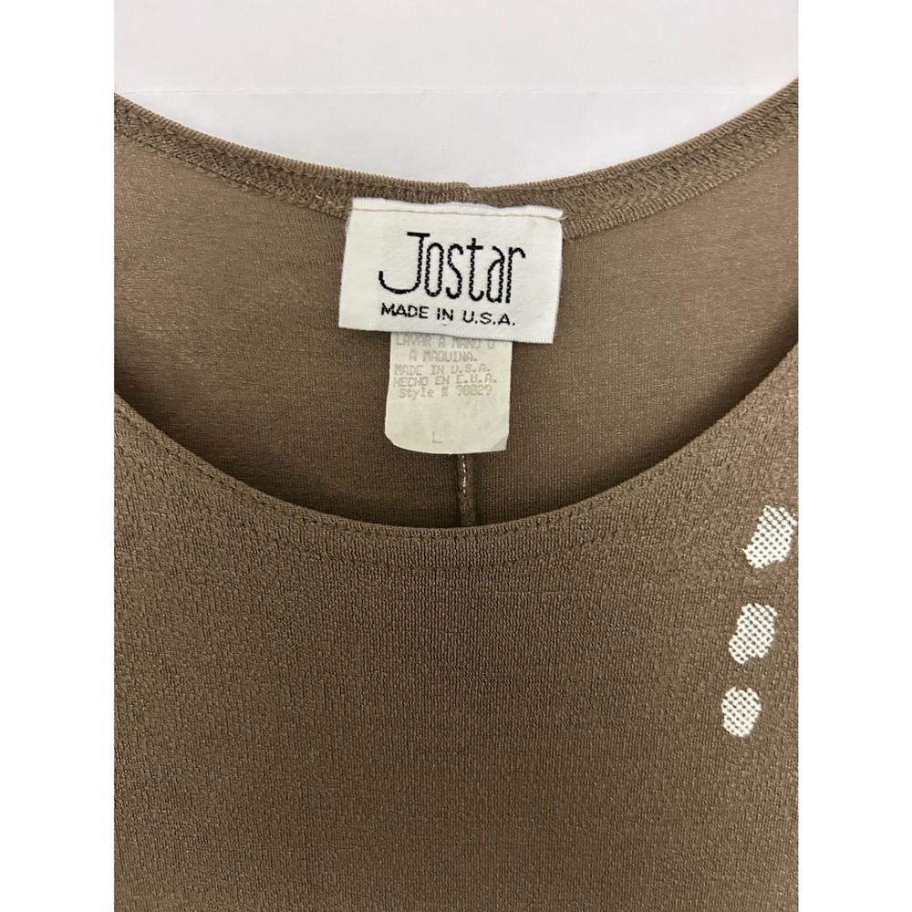Jostar Vintage Brown Abstract Print Slinky Maxi Dress Womens L Short Sleeve USA - Picture 4 of 9